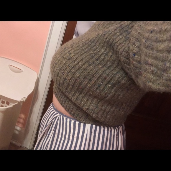 Size L - Tan Wool Sweater with Rainbow Specks - Picture 6 of 8